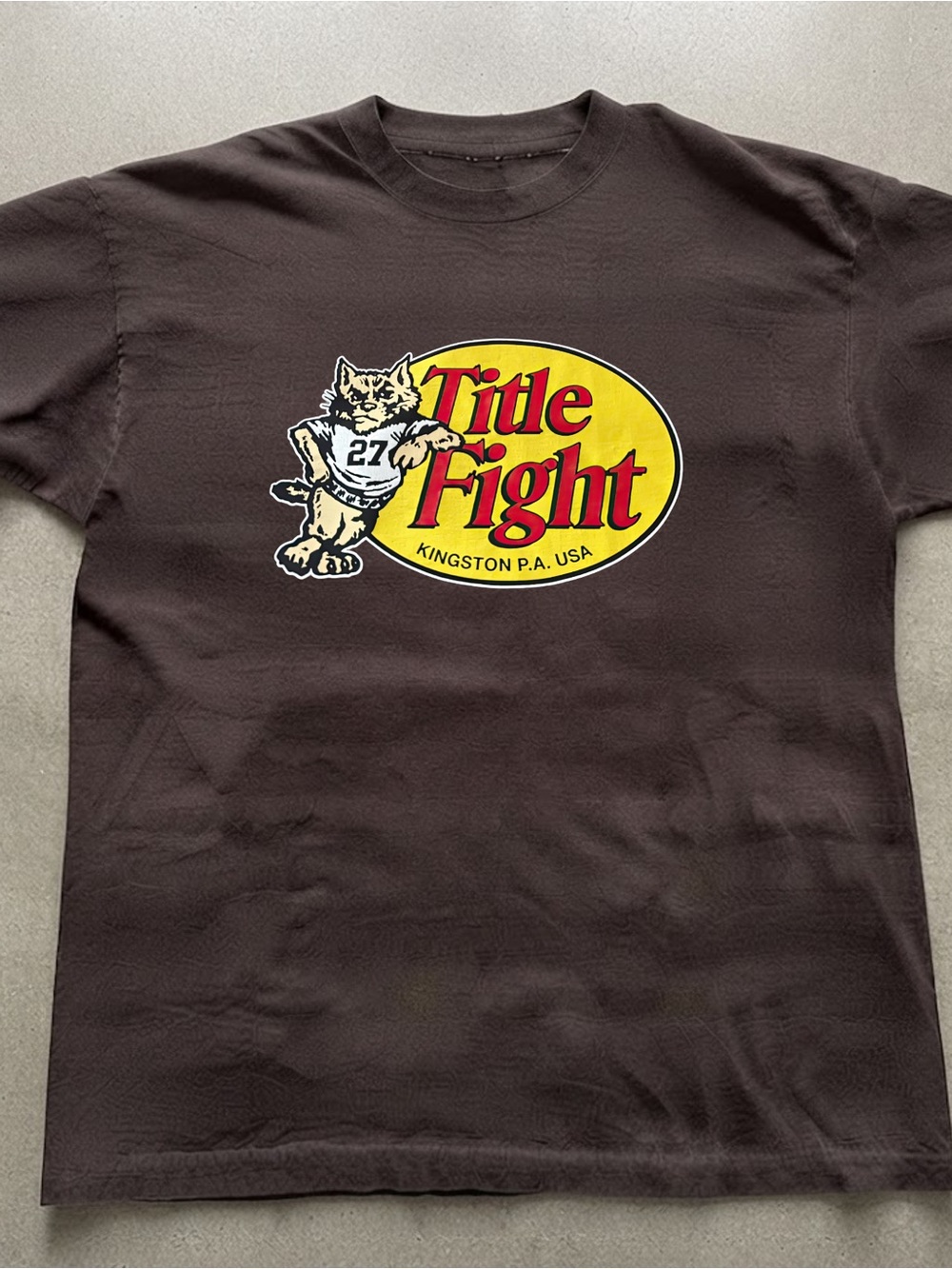 Brown Title Fight Graphic Tee Fishing Logo Parody Gildan Shirt